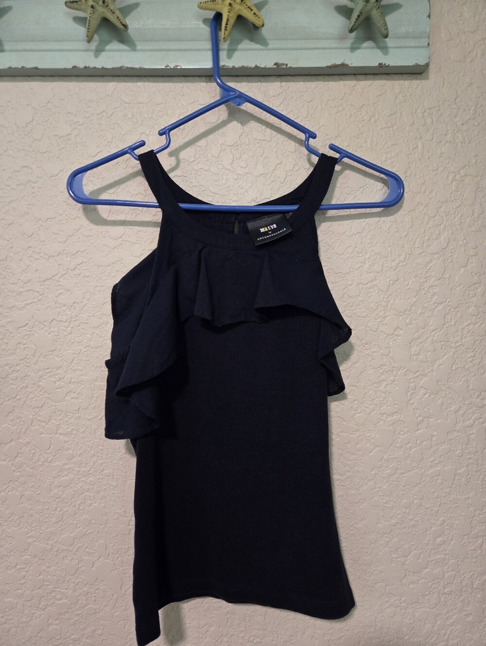 Anthro Blue Ruffle Tank Top